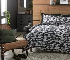 Habitat Cotton Bark Print Black & Grey Bedding Set - Double
