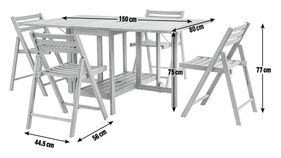 Habitat Zeno 4 Seater Folding Wooden Patio Set - Image 3