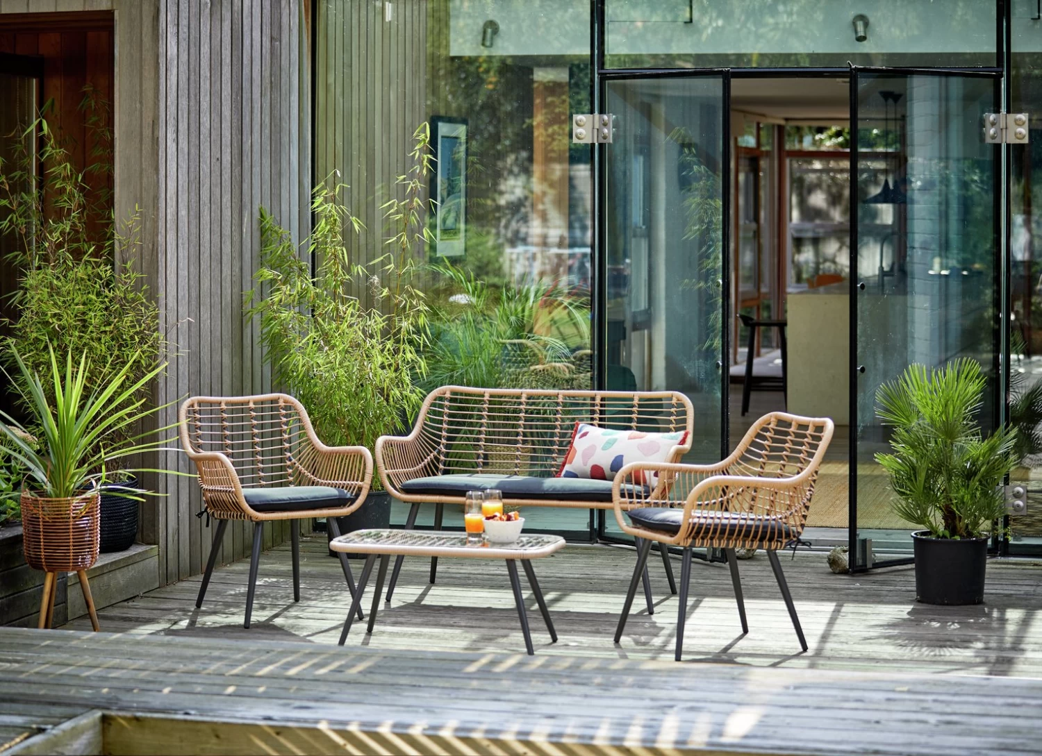 Habitat 4 Seater Bamboo Effect Garden Sofa Set - Image 2