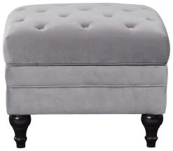 Habitat Chesterfield Velvet Storage Footstool - Light Grey