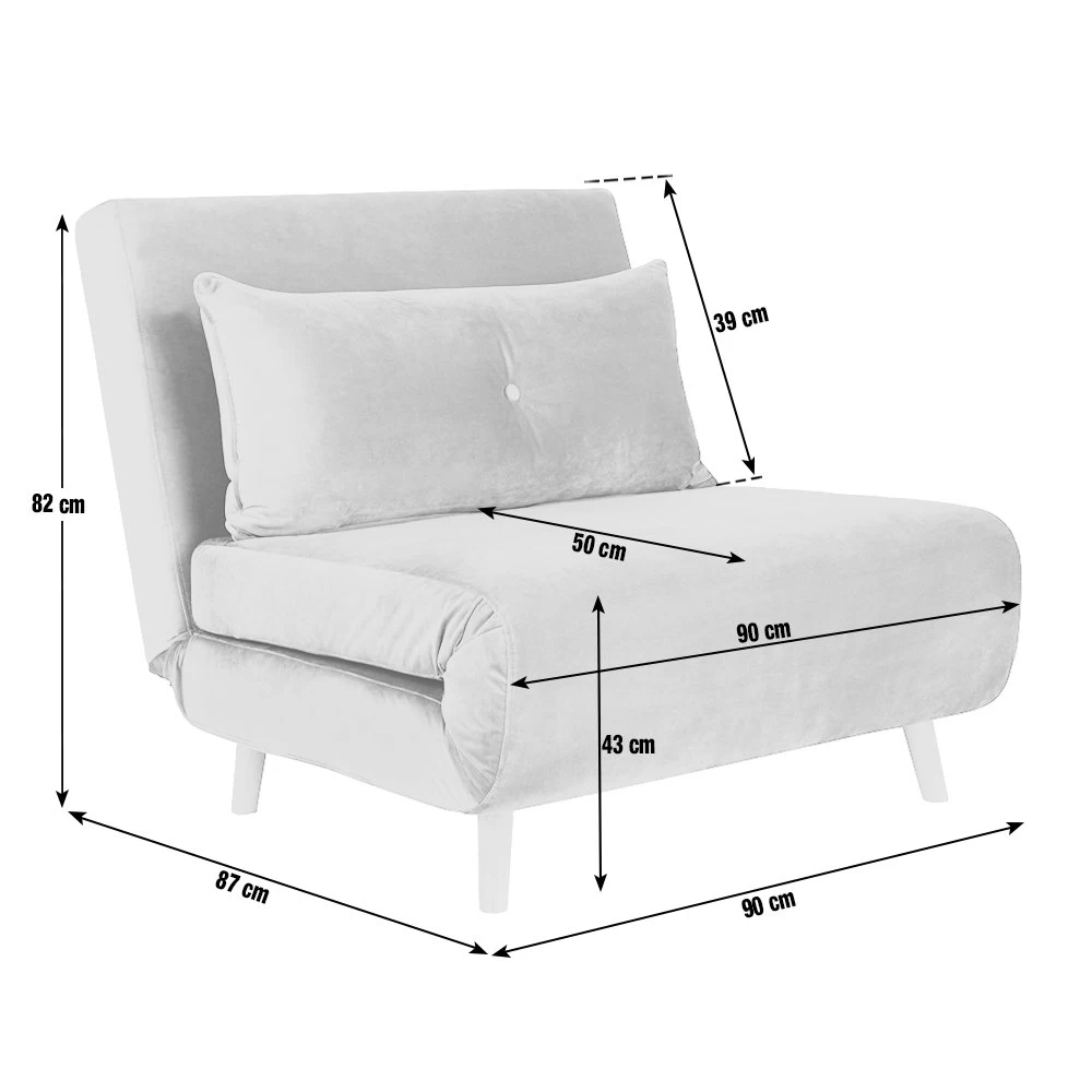 Habitat Roma Single Velvet Chairbed - Charcoal - Image 4