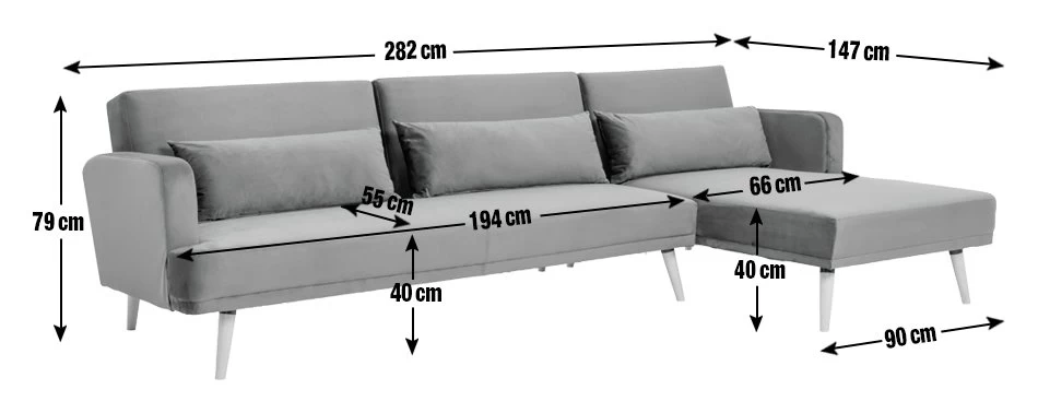Habitat Andy Right Corner Fabric Clic Clac Sofa Bed - Grey - Image 4