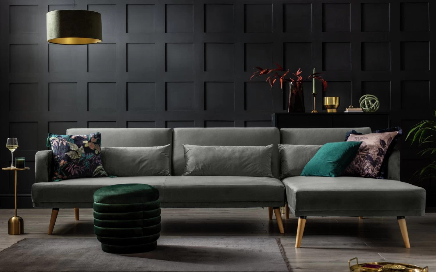 Habitat Andy Right Corner Fabric Clic Clac Sofa Bed - Grey - Image 2