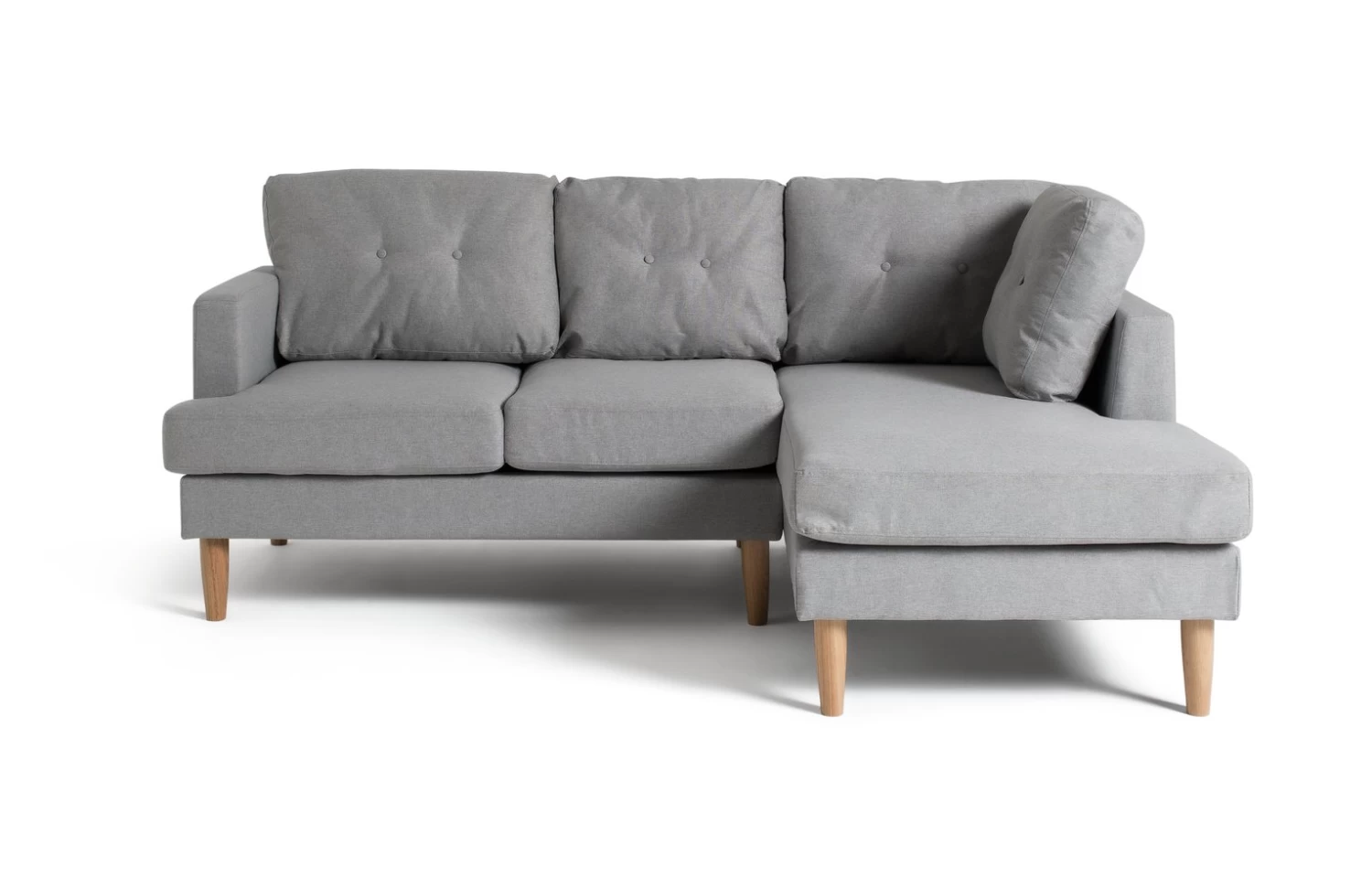 Habitat Joshua Fabric Corner Chaise Sofa - Light Grey - Image 3