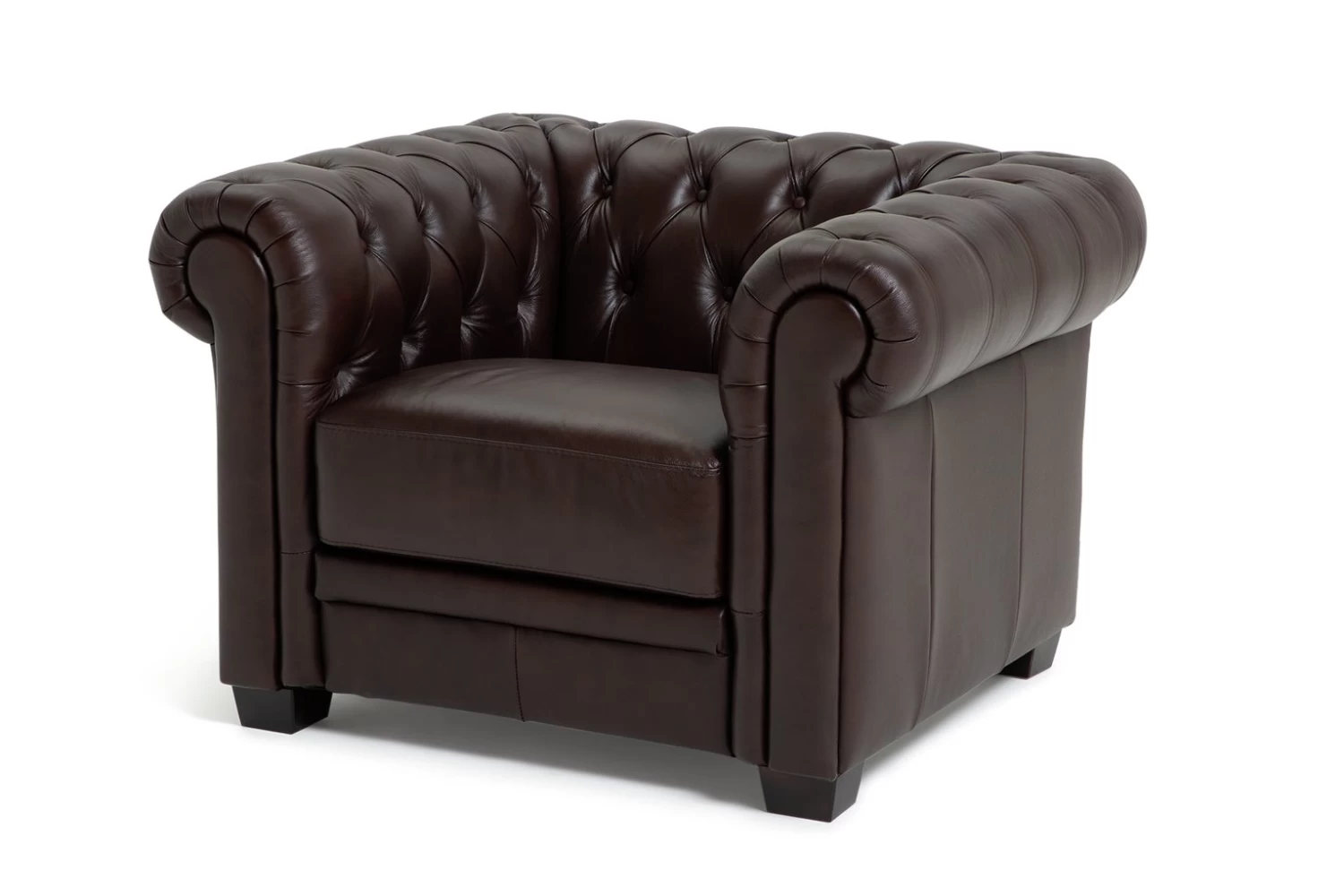 Habitat Chesterfield Leather Armchair - Walnut - Image 2