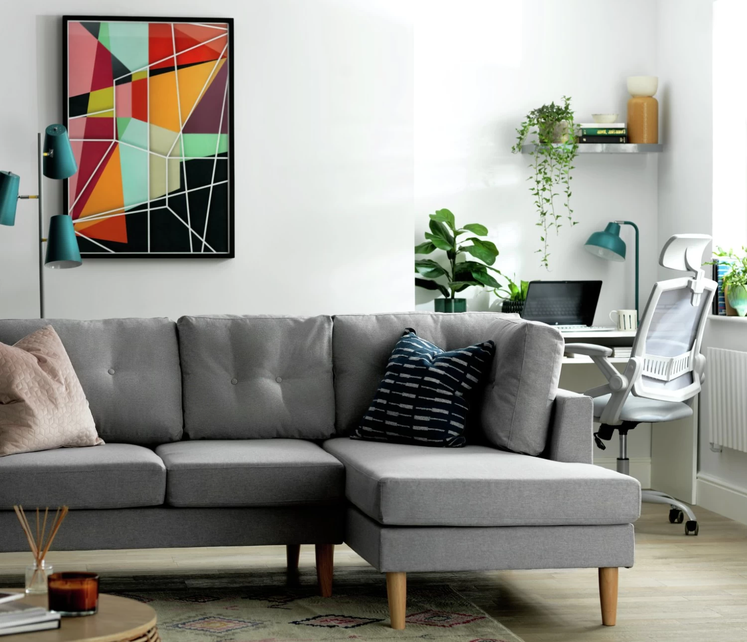 Habitat Joshua Fabric Corner Chaise Sofa - Charcoal - Image 2