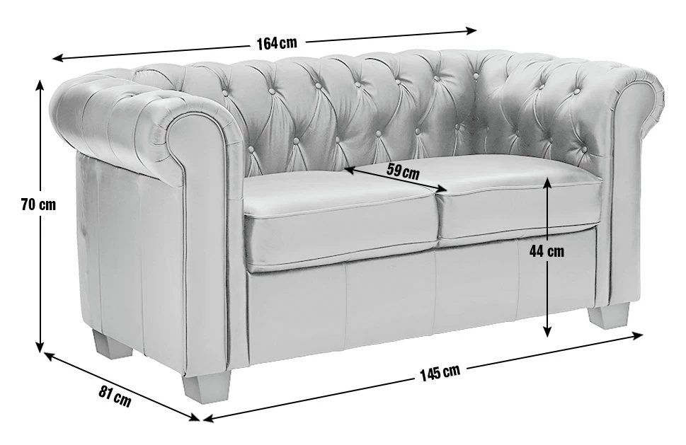 Habitat Chesterfield Leather 2 Seater Sofa - Black - Image 4