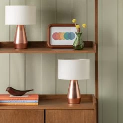 Habitat Maya Pair Of Touch Table Lamps - Copper & Cream