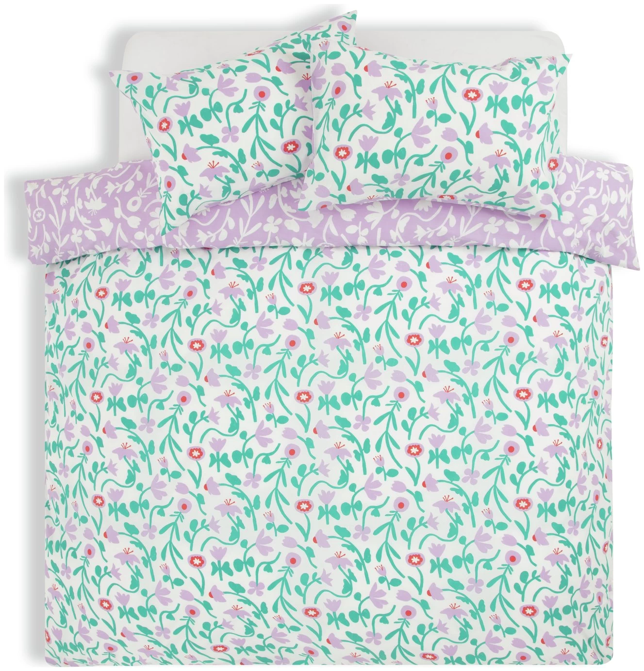 Habitat 180TC Floral Green & Pink Bedding Set - Single - Image 3