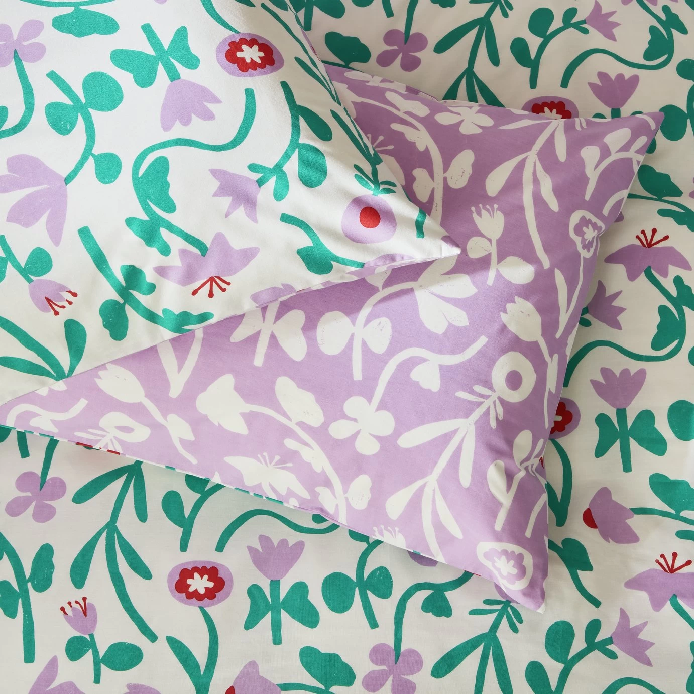 Habitat 180TC Floral Green & Pink Bedding Set - Single - Image 4