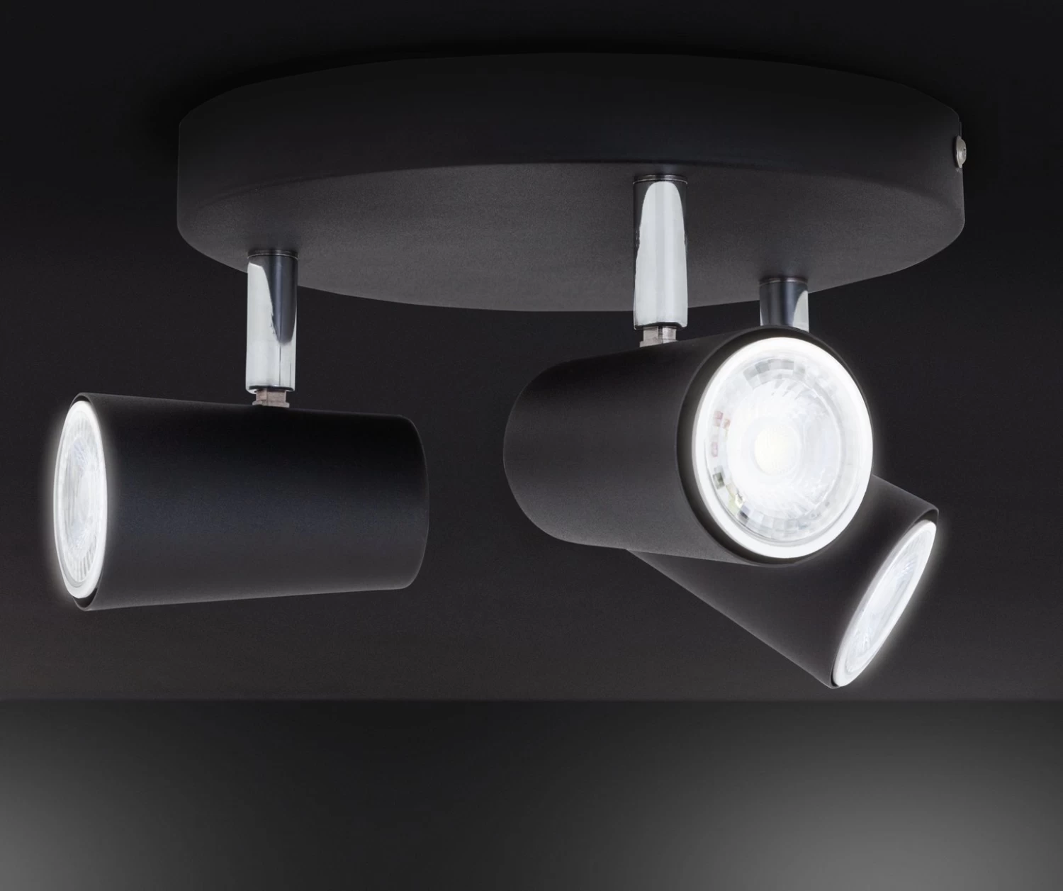 Habitat 3 Light Spotlight Plate - Matt Black - Image 2