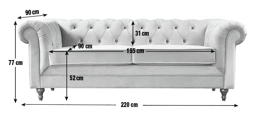 Habitat Chesterfield Velvet 3 Seater Sofa - Charcoal - Image 4