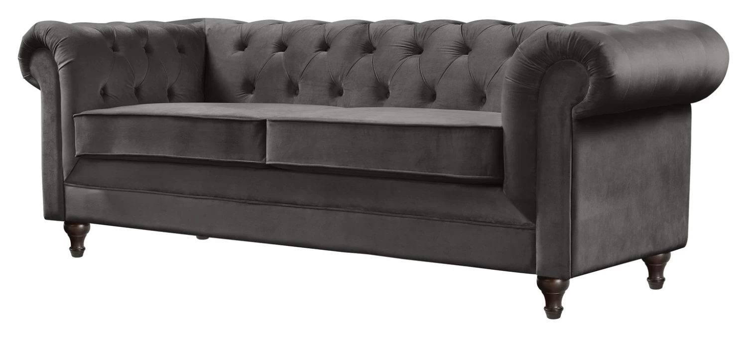 Habitat Chesterfield Velvet 3 Seater Sofa - Charcoal - Image 6