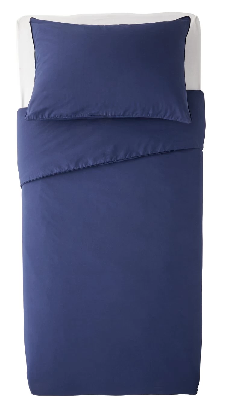 Habitat Cotton Rich Plain Navy Bedding Set - Single