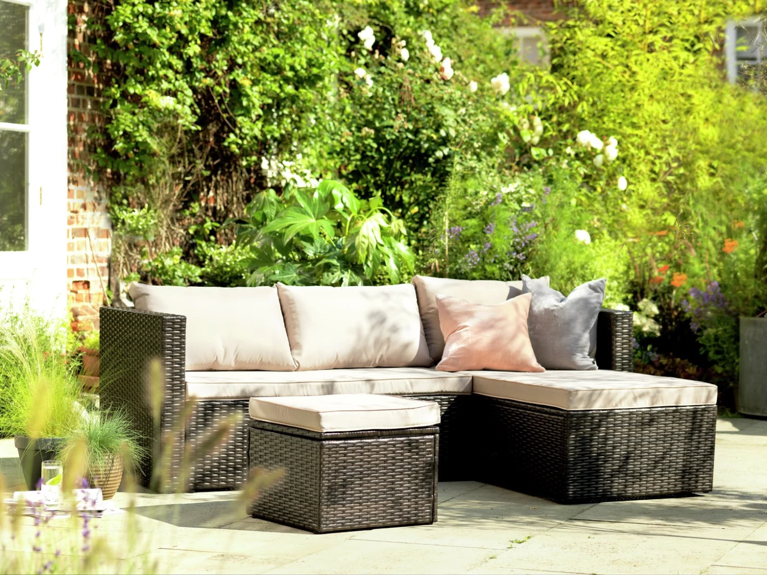 Habitat 4 Seater Rattan Effect Garden Sofa Set - Brown - Image 2