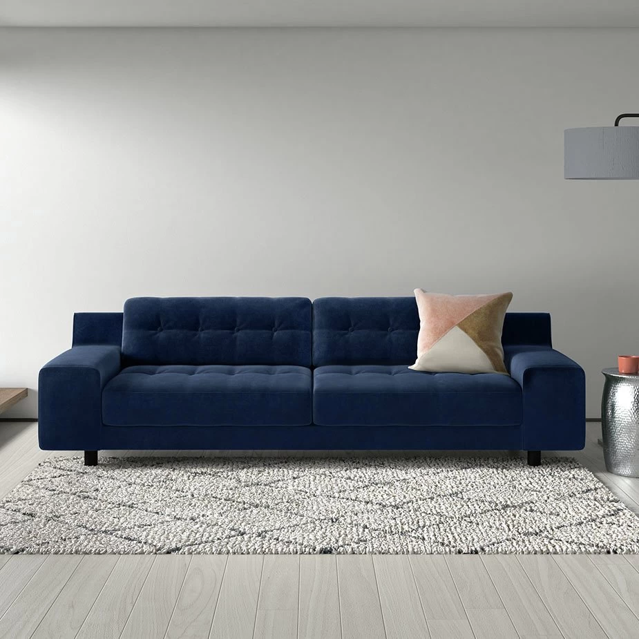 Habitat Hendricks Velvet 4 Seater Sofa - Ink Blue - Image 2