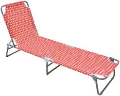 Habitat Folding Metal Sun Lounger - Geo Orange