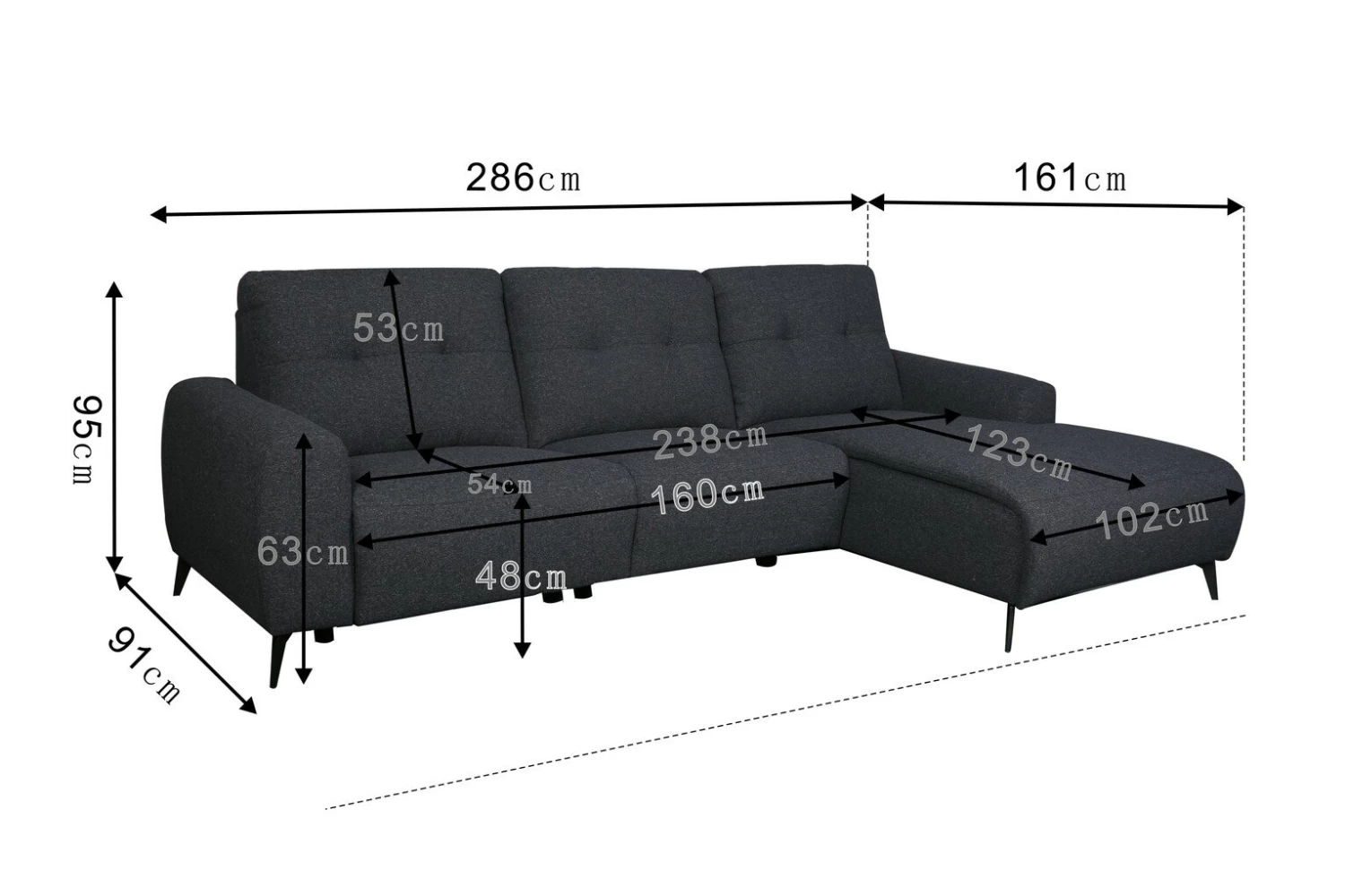 Habitat Ghost Left Hand Power Recliner Corner Sofa -Charcoal - Image 7