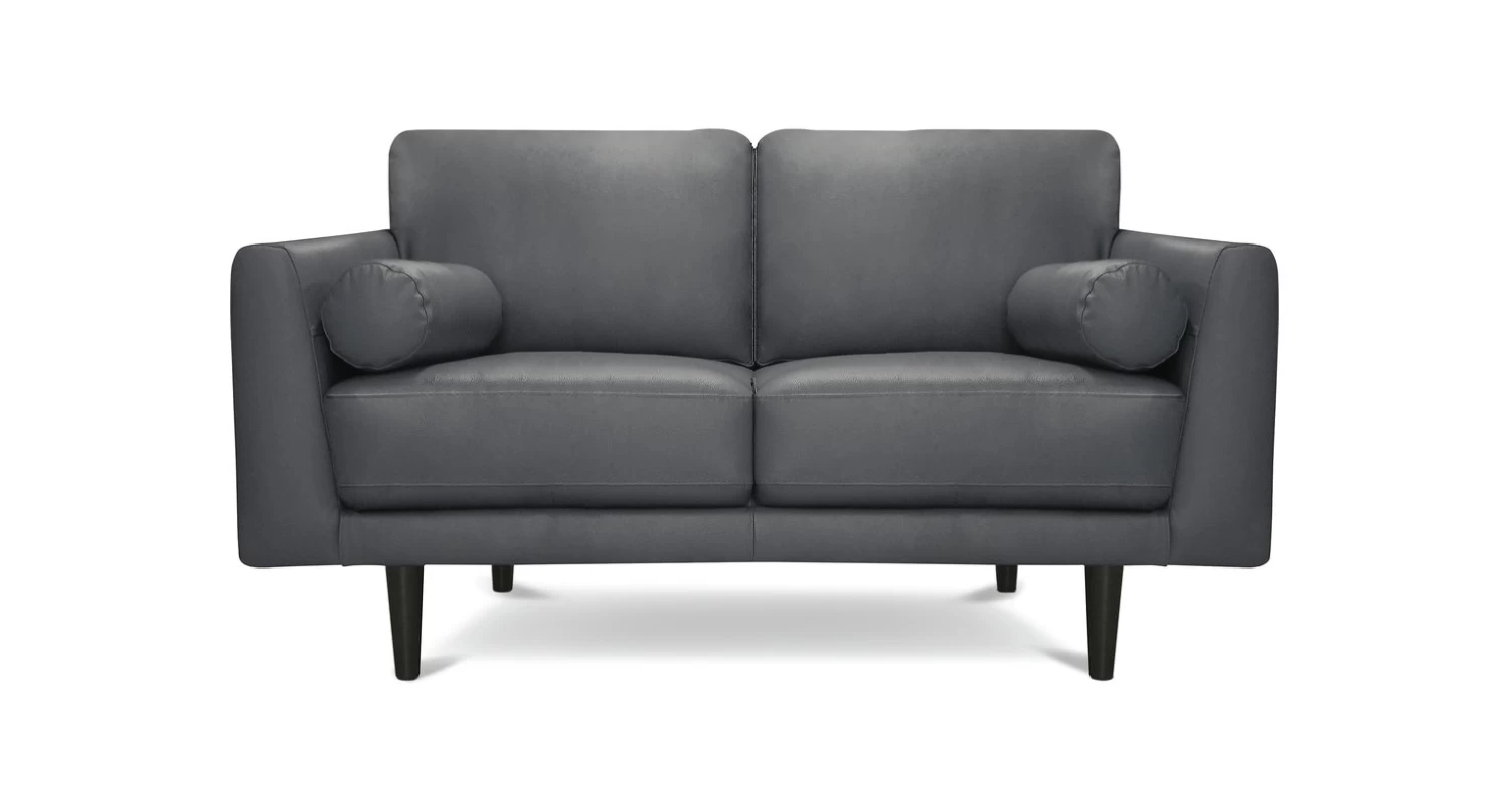 Habitat Jackson Leather 2 Seater Sofa - Grey