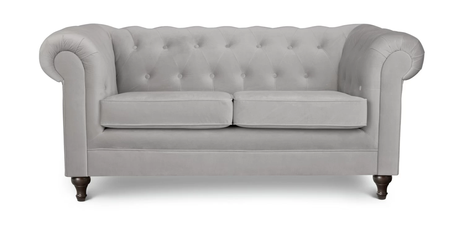 Habitat Chesterfield Velvet 2 Seater Sofa - Light Grey