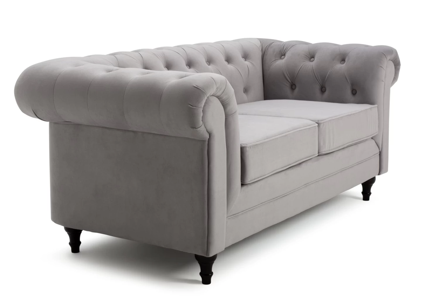 Habitat Chesterfield Velvet 2 Seater Sofa - Light Grey - Image 7