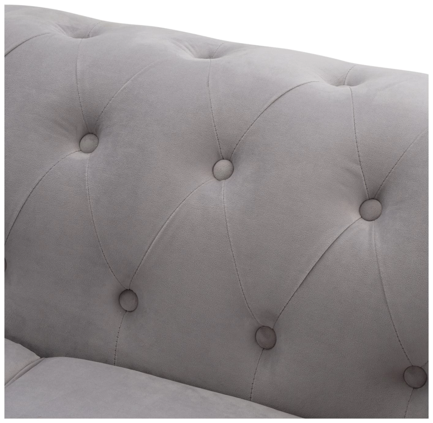 Habitat Chesterfield Velvet 2 Seater Sofa - Light Grey - Image 8