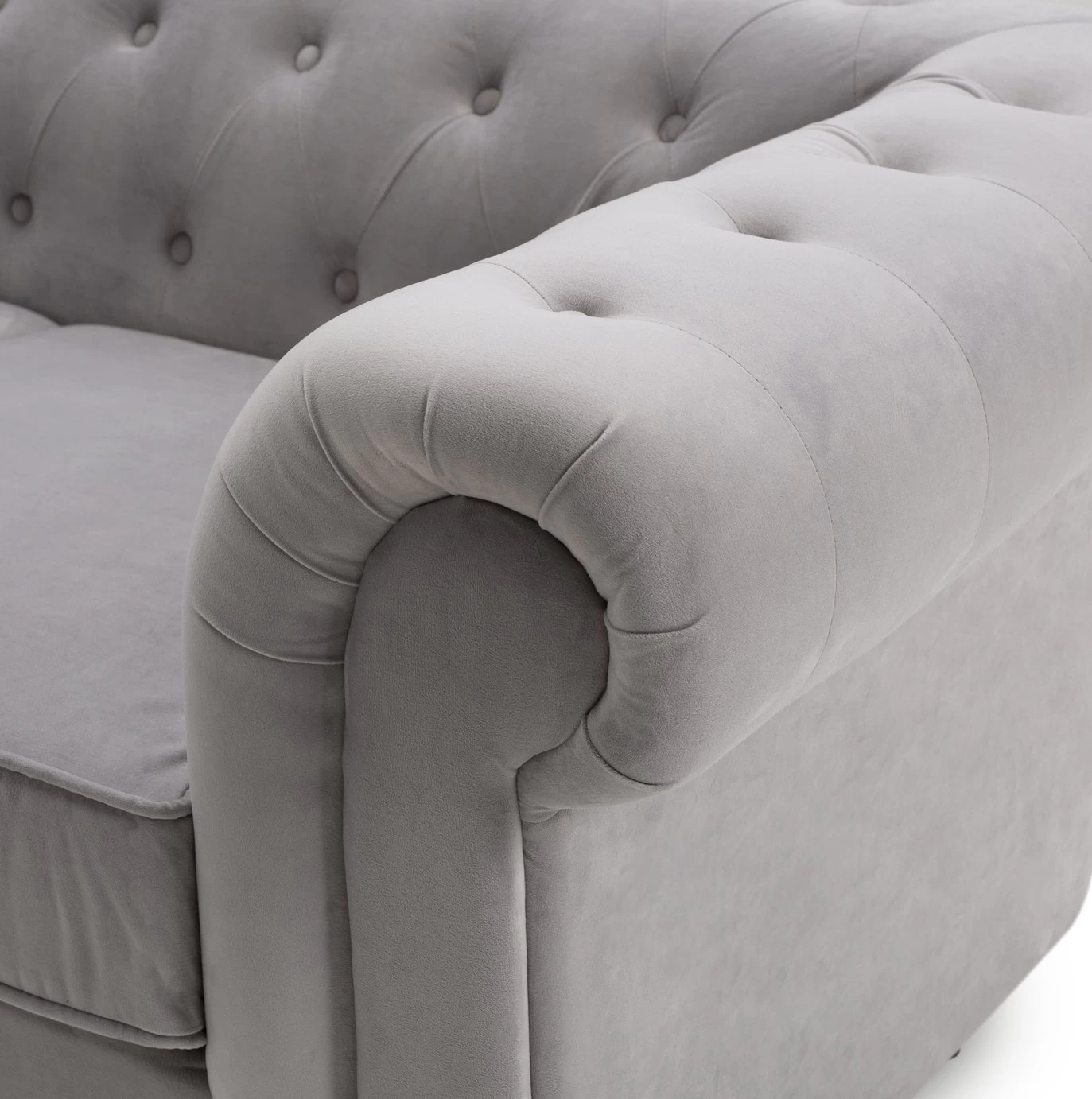 Habitat Chesterfield Velvet 2 Seater Sofa - Light Grey - Image 9