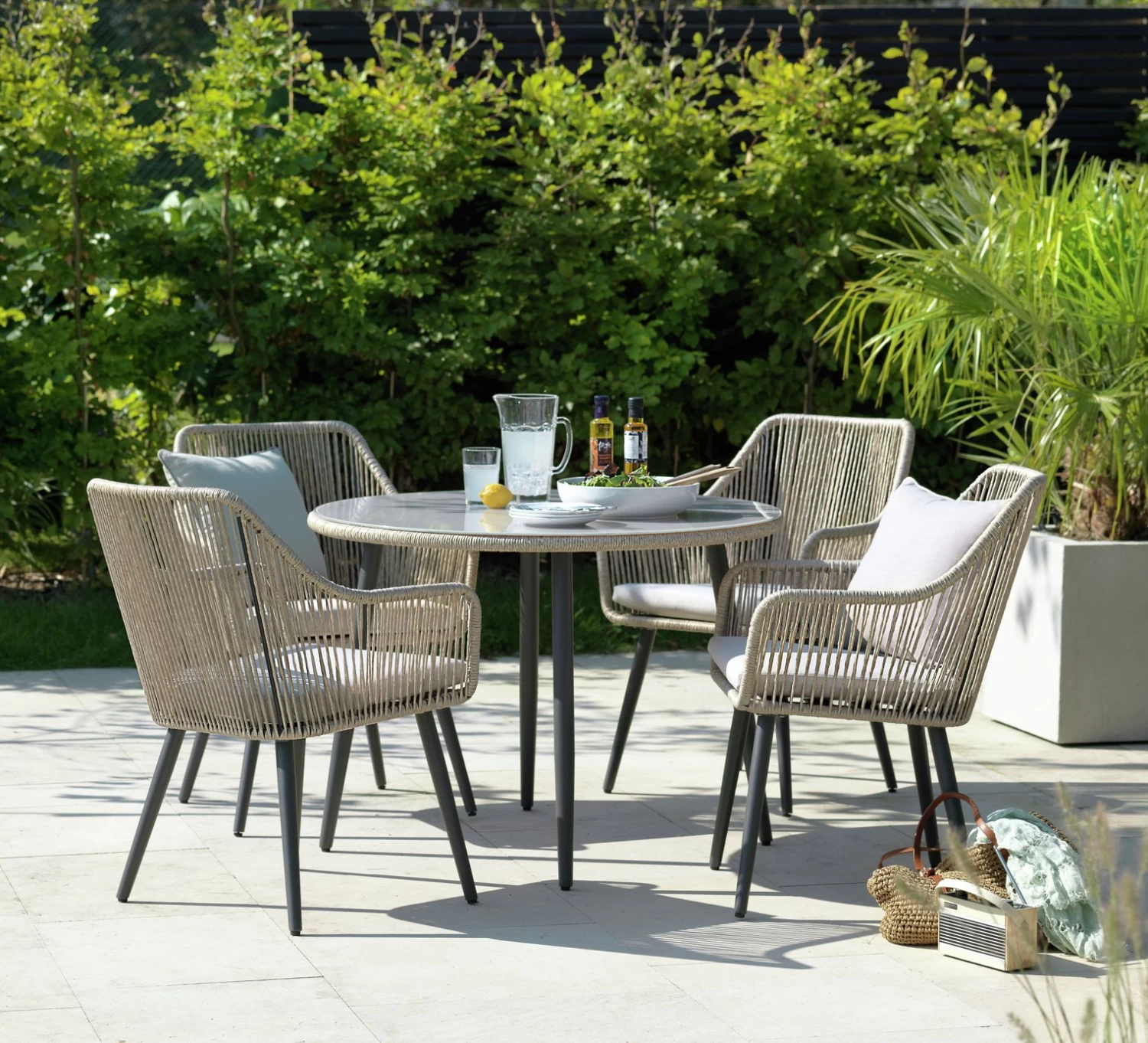 Habitat Malta 4 Seater Rattan Effect Patio Set - Natural - Image 4