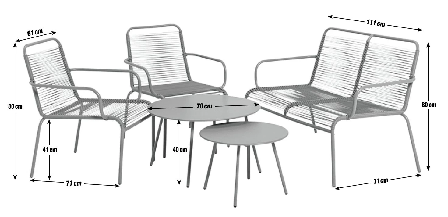 Habitat Ipanema 4 Seater Metal Garden Sofa Set - Grey - Image 3