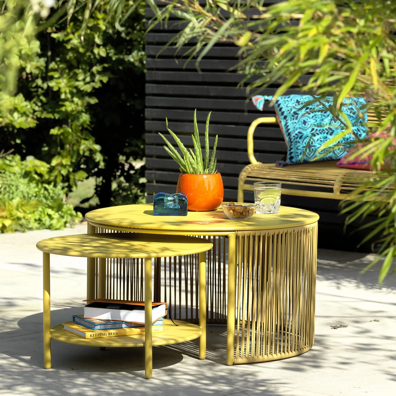 Habitat Ipanema Metal Garden Coffee Table - Yellow - Image 2