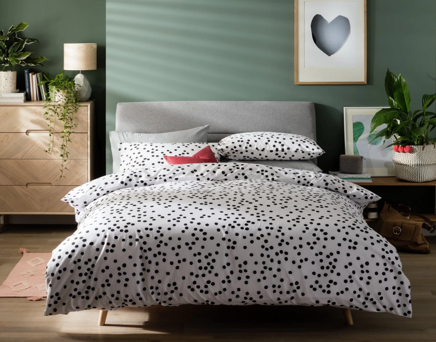 Habitat Cotton Dot Penny White & Black Bedding Set - Single - Image 5