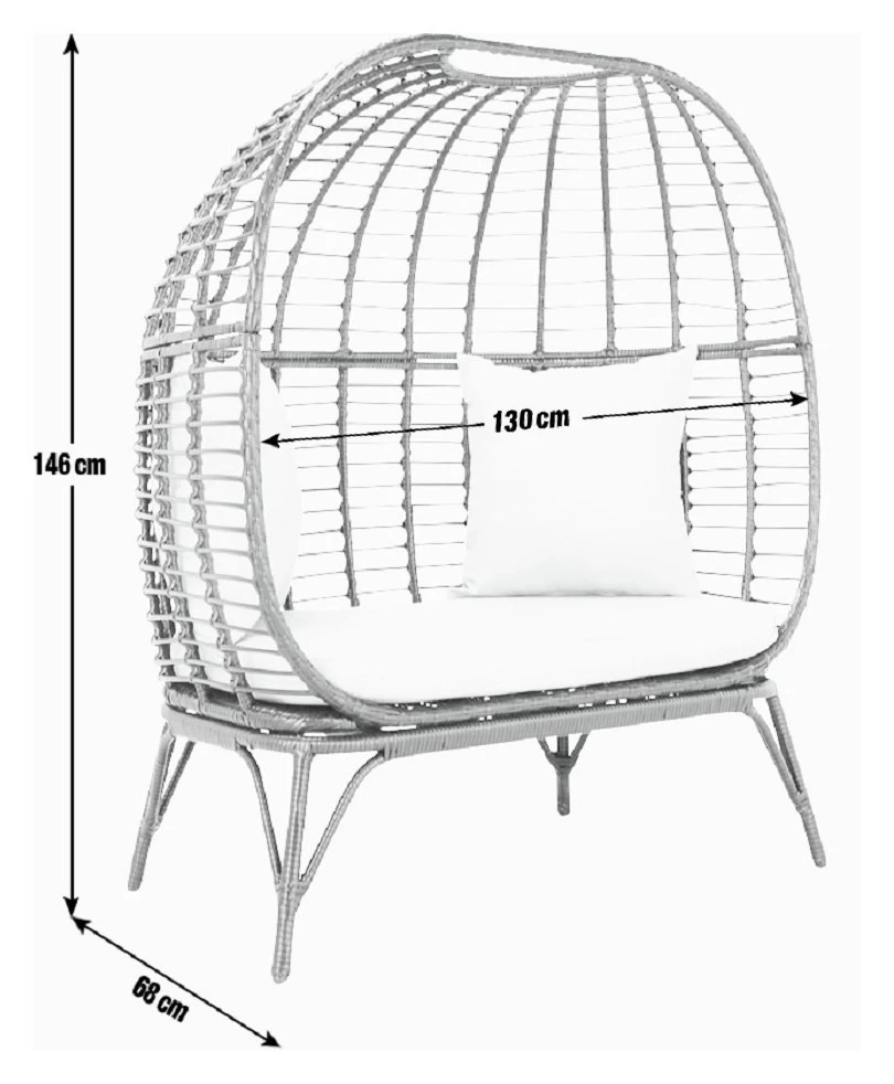 Habitat Kora 2 Seater Egg Bench - Black - Image 3