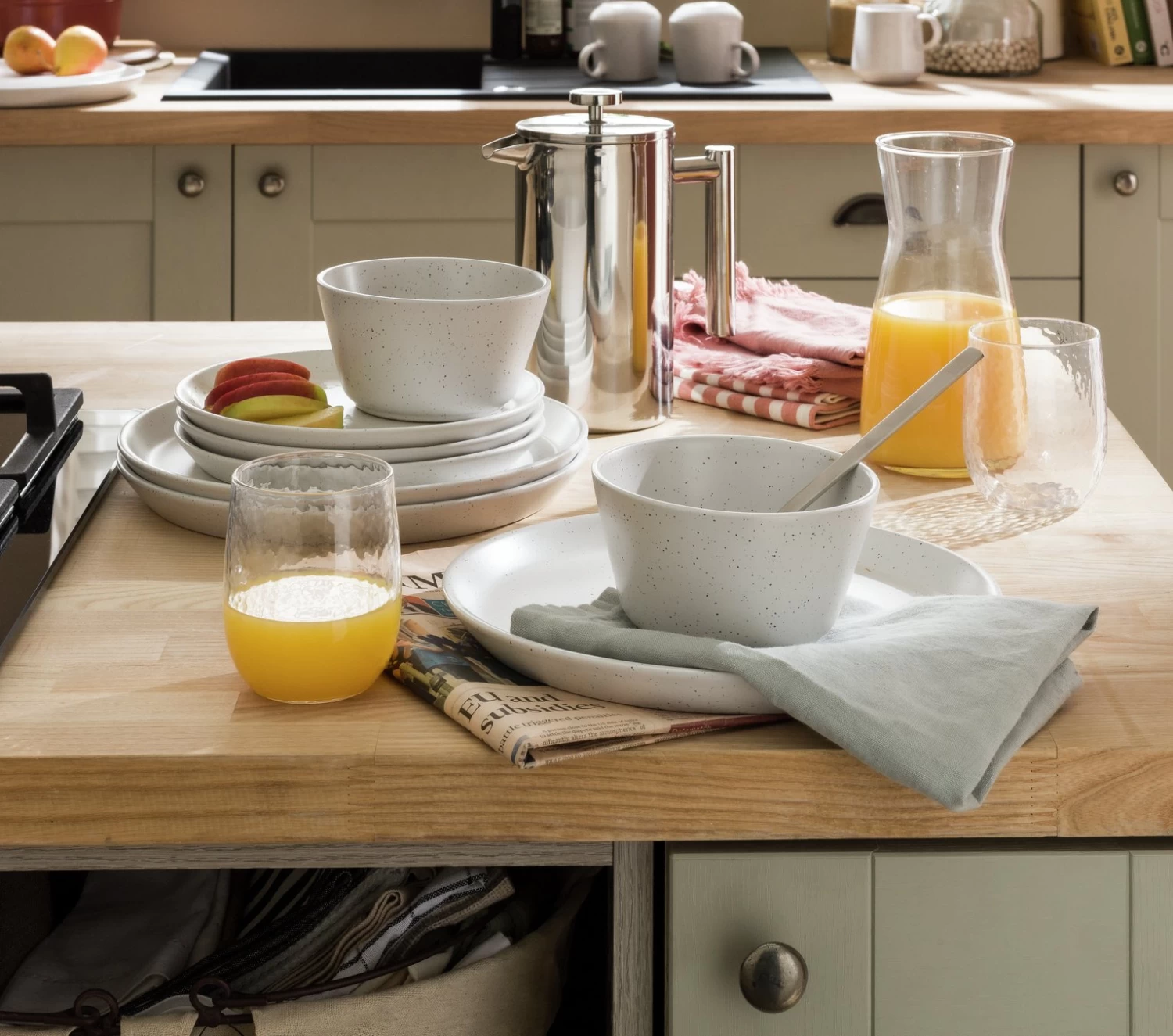 Habitat Addison 12 Piece Stoneware Dinner Set - White - Image 2