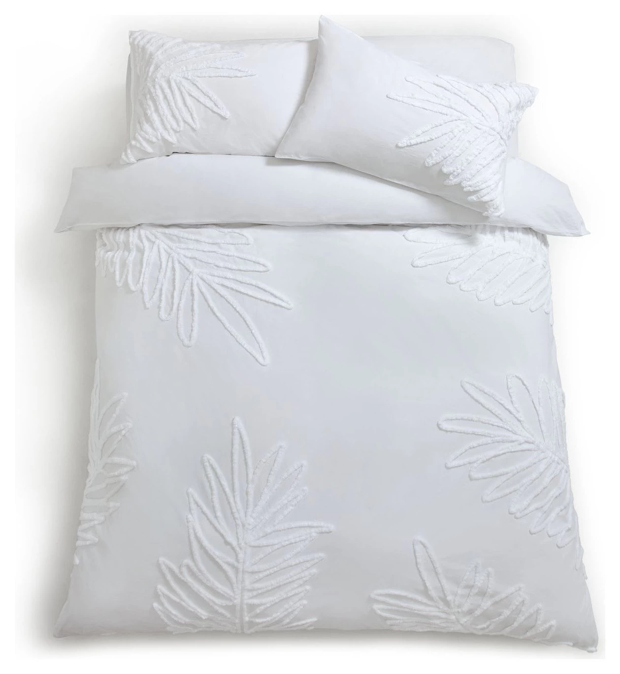 Habitat Cotton Tufted Leaf White Bedding Set - Double - Image 2