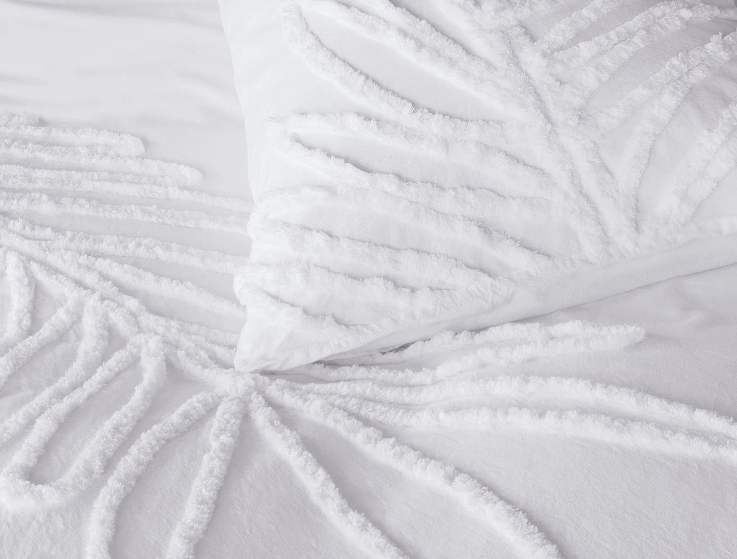 Habitat Cotton Tufted Leaf White Bedding Set - Double - Image 3