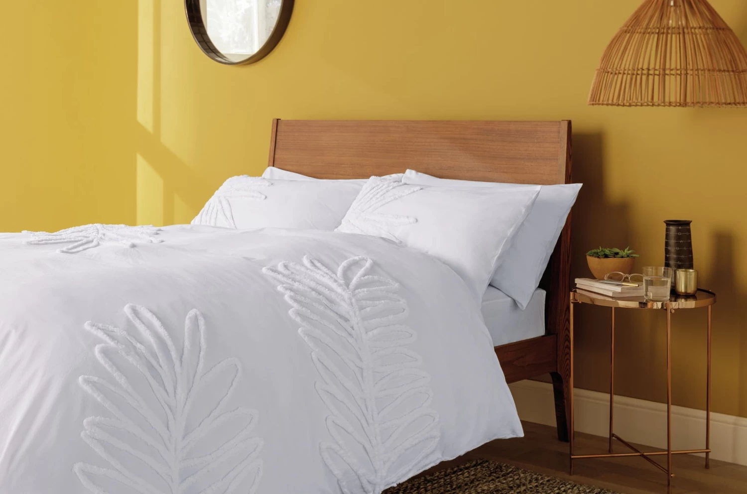 Habitat Cotton Tufted Leaf White Bedding Set - Double - Image 5