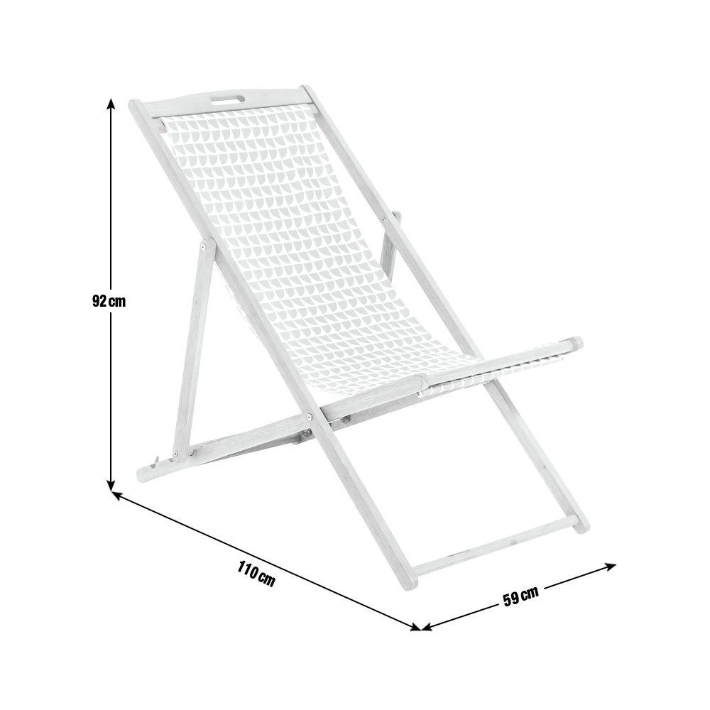 Habitat Folding Wooden Garden Deck Chair - White - Image 4