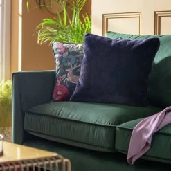 Habitat Plain Faux Fur Cushion - Navy - 43x43cm