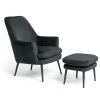 Habitat Celine Velvet Wingback Chair With Footstool-Charcoal