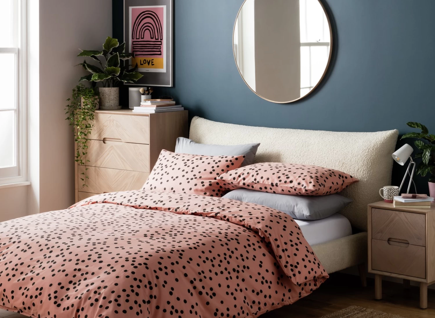 Habitat Cotton Dot Penny Pink & Black Bedding Set - Single - Image 6