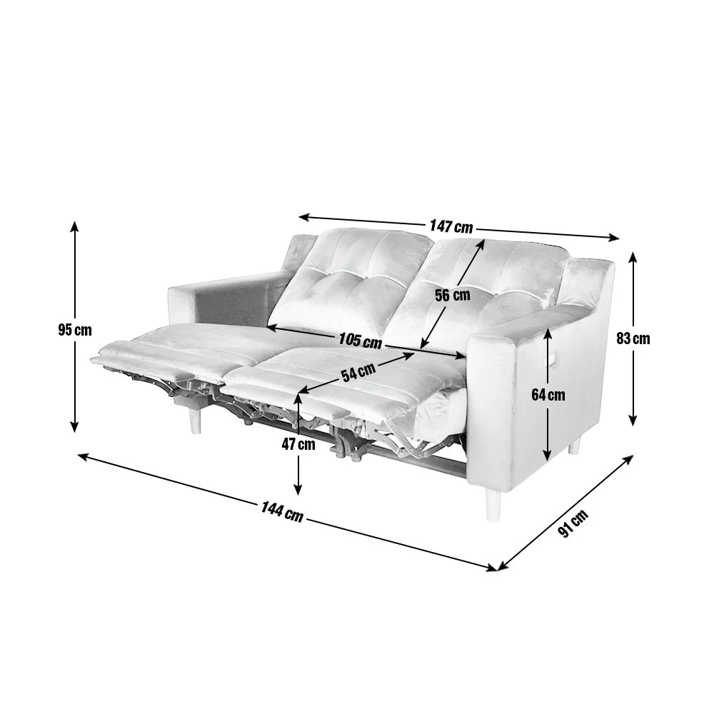Habitat Emerson Velvet 2 Seater Recliner Sofa - Navy Blue - Image 4