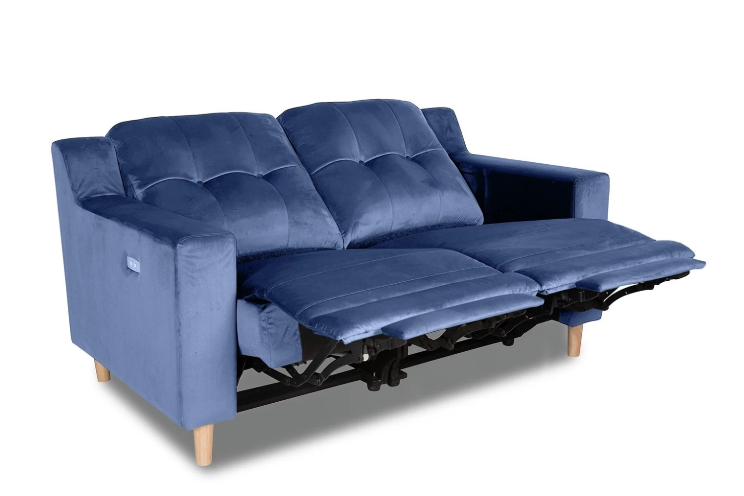 Habitat Emerson Velvet 2 Seater Recliner Sofa - Navy Blue