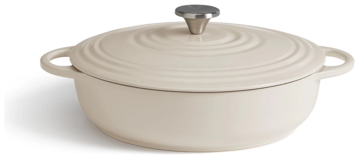 Habitat 4 Litre Cast Iron Shallow Casserole Dish - Cream