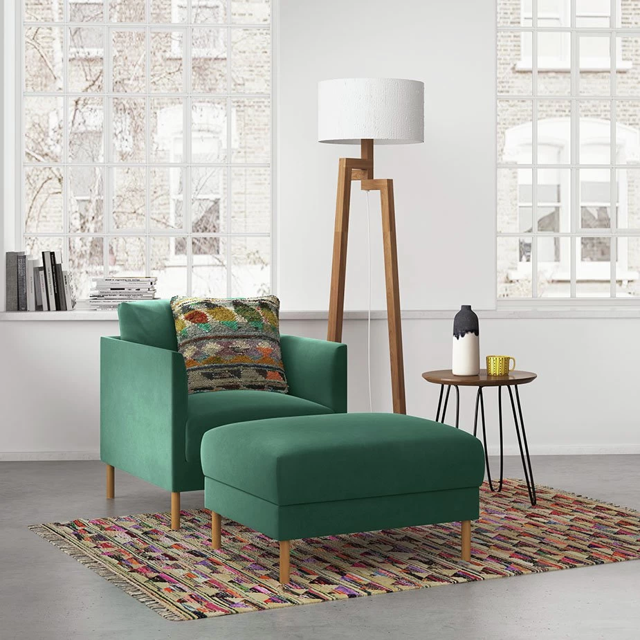 Habitat Hyde Velvet Armchair - Yellow - Image 2