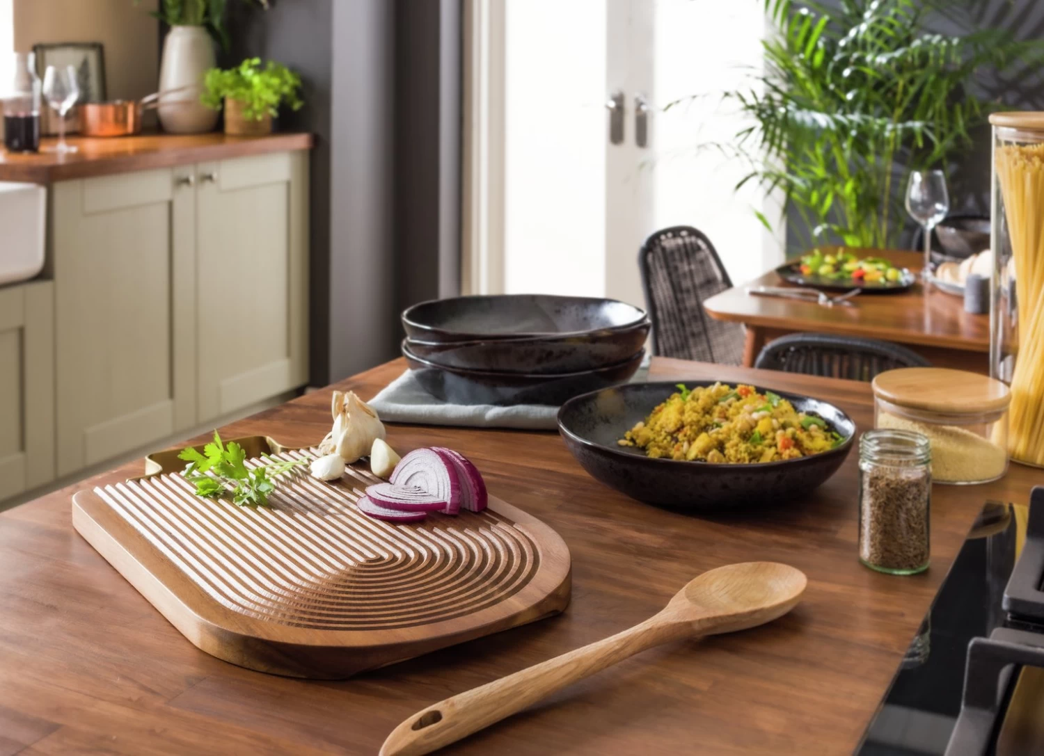 Habitat Acacia Groove Chopping Board - Image 2