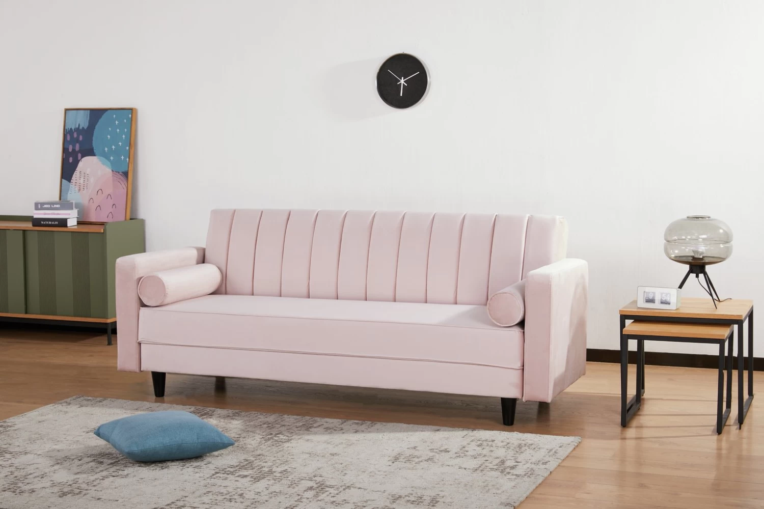 Habitat Preston Clic Clac Velvet Sofa Bed - Pink - Image 15