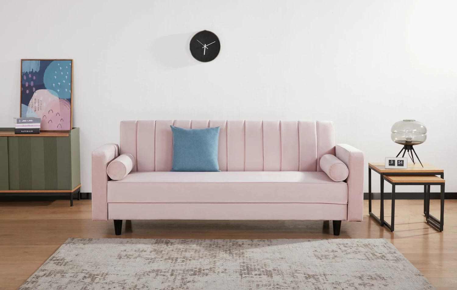 Habitat Preston Clic Clac Velvet Sofa Bed - Pink - Image 16