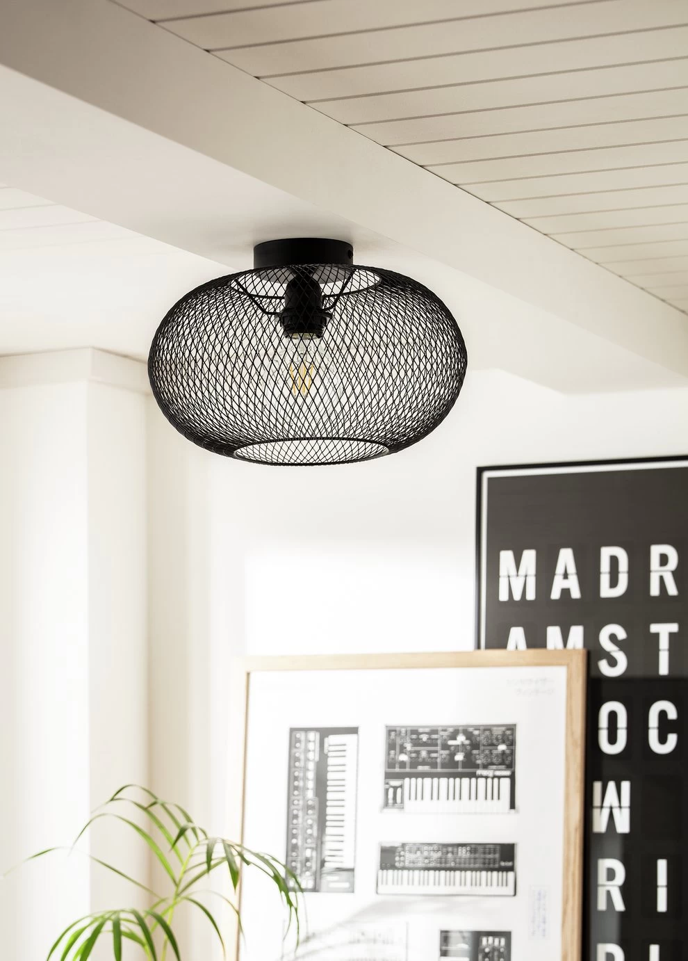 Habitat Tumba Mesh Flush To Ceiling Light - Black - Image 2