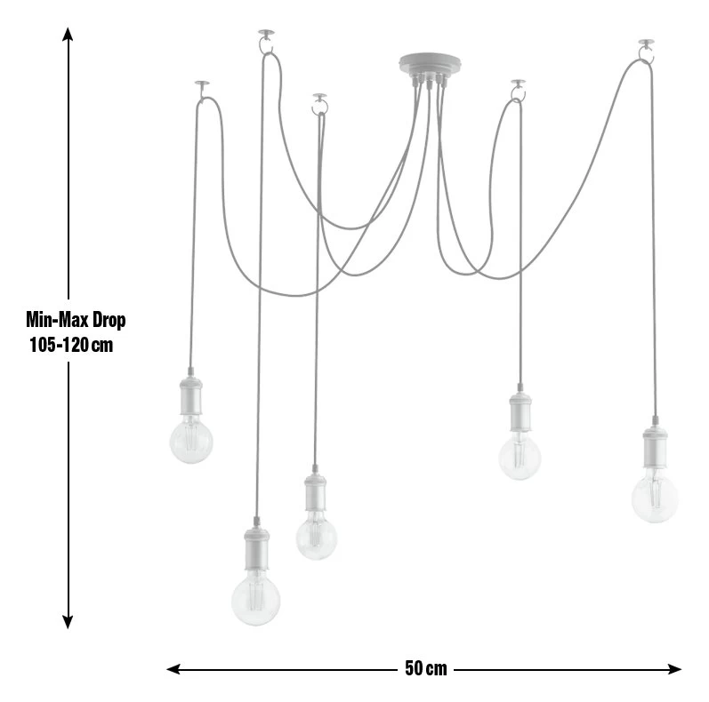 Habitat Nyos Spider 5 Light Chandelier - Black & Brass - Image 3