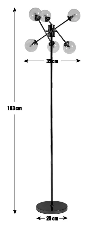 Habitat Glam 6 Light Glass Floor Lamp – Gold - Image 2